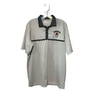 Russell Athletic Georgia Bulldogs Polo Shirt 42-44 Grey Moisture-Wicking